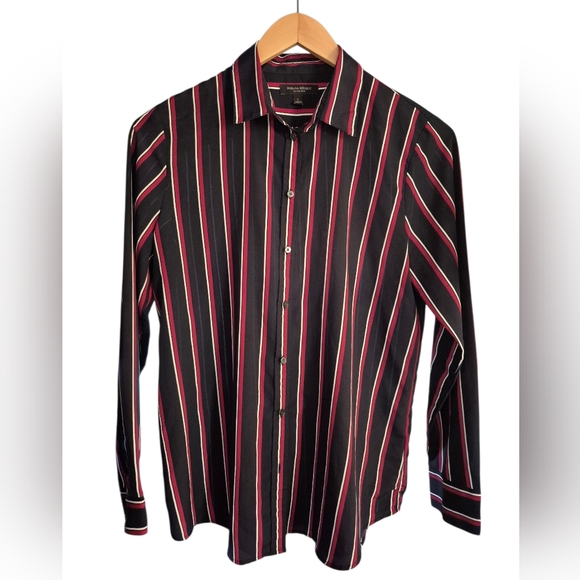 Banana Republic Tops - Banana Republic Women’s Dillon Button Shirt Navy Red Stripe Large Long Sleeve
